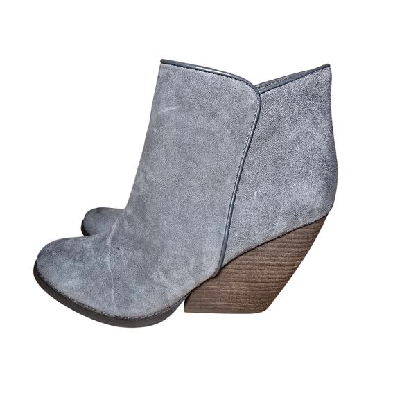Very Volatile Womens Sz 10 Whitby Ankle Boots Gray Demi Wedge Zip Suede Leather - Picture 4 of 9
